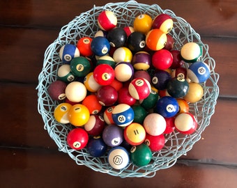 Vintage Pool Balls Assorted Set Billiards Game Room Man Cave Home Decor - Set of 10 Assorted Vintage Rustic Pool Balls