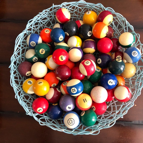 Vintage Pool Balls Assorted Set Billiards Game Room Man Cave Home Decor - Set of 10 Assorted Vintage Rustic Pool Balls