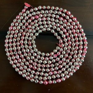 Vintage Light Pink Mercury Glass Garland Rustic Christmas Garland 94&quot; long with 1/3&quot; Glass Beads Mid Century Pink Feather Tree Garland