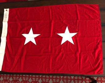 Vintage Major General Service Flag: 100% Cotton, Stitched Stars (3’ x 4’)