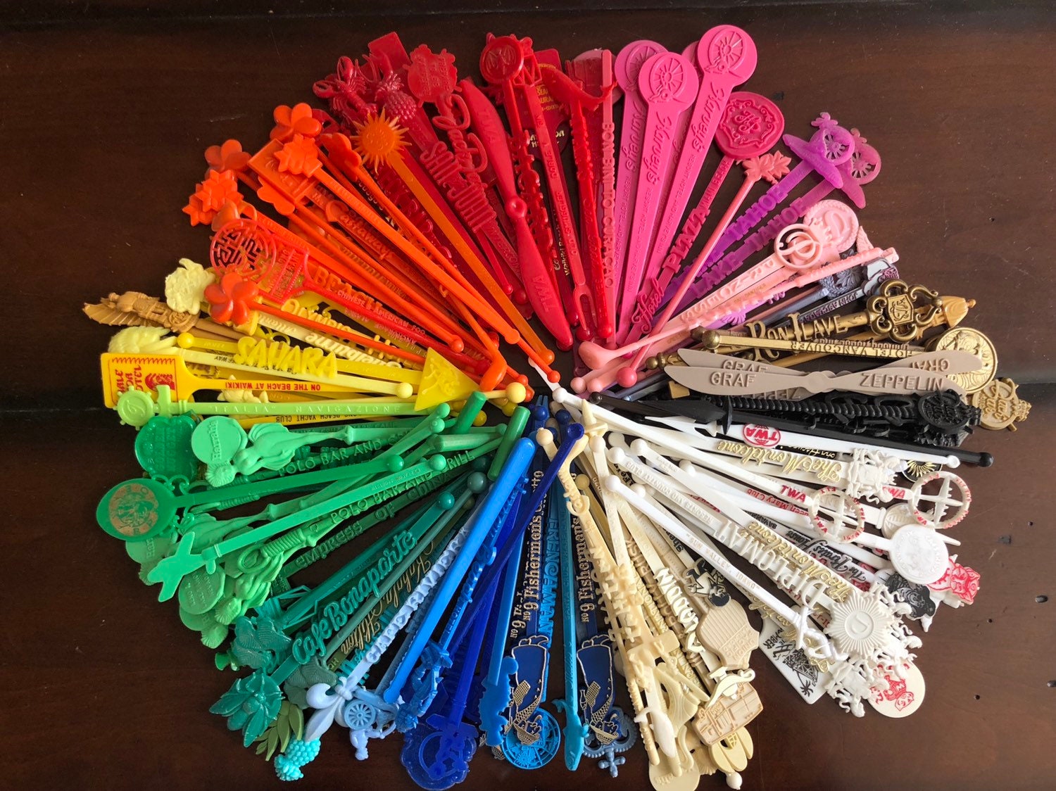 Vintage Swizzle Sticks Set of 15 Assorted Sizes and Colors Etsy