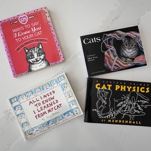 Cat Books - lot de collection de livres de poche vintage sur le thème des chats - cartes postales de chats, Beth Pratt-Dewey, Cat Physics, Suzy Becker