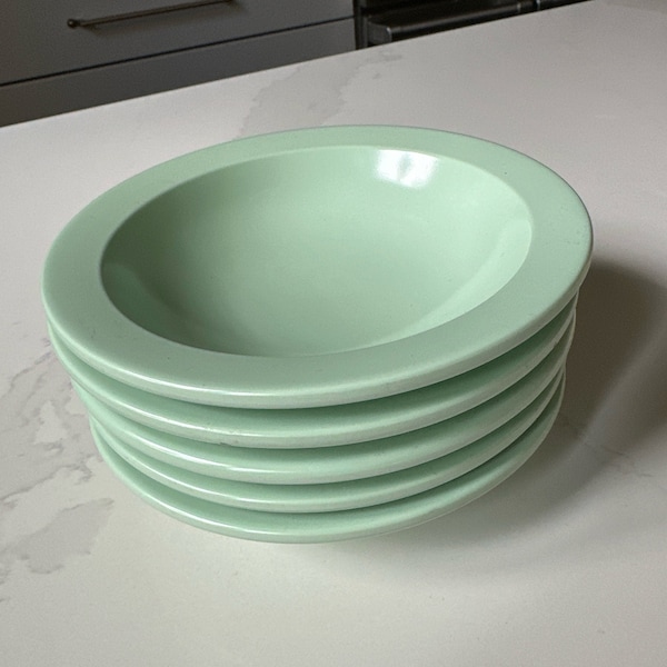 Vintage and Collectible Set of 5 Mint Green Melamine Bowls by Boontonware