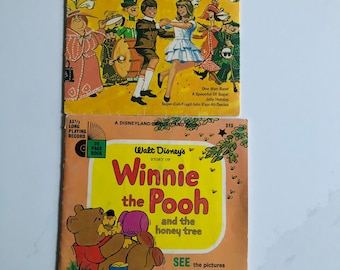Vintage Children's Records - Vintage and Collectible Set of 2 Children's Walt Disney Record and Storybook - Winnie the Pooh - Mary Poppins