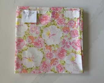 Vintage Sheets - Vintage Twin Sheet - Vintage and Original Twin Flat Sheet in Pink Flowers with Green Accents