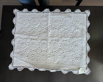 Vintage and Original New Old Stock Cotton Single White Lace Bedroom Pillow Sham 21 x 21