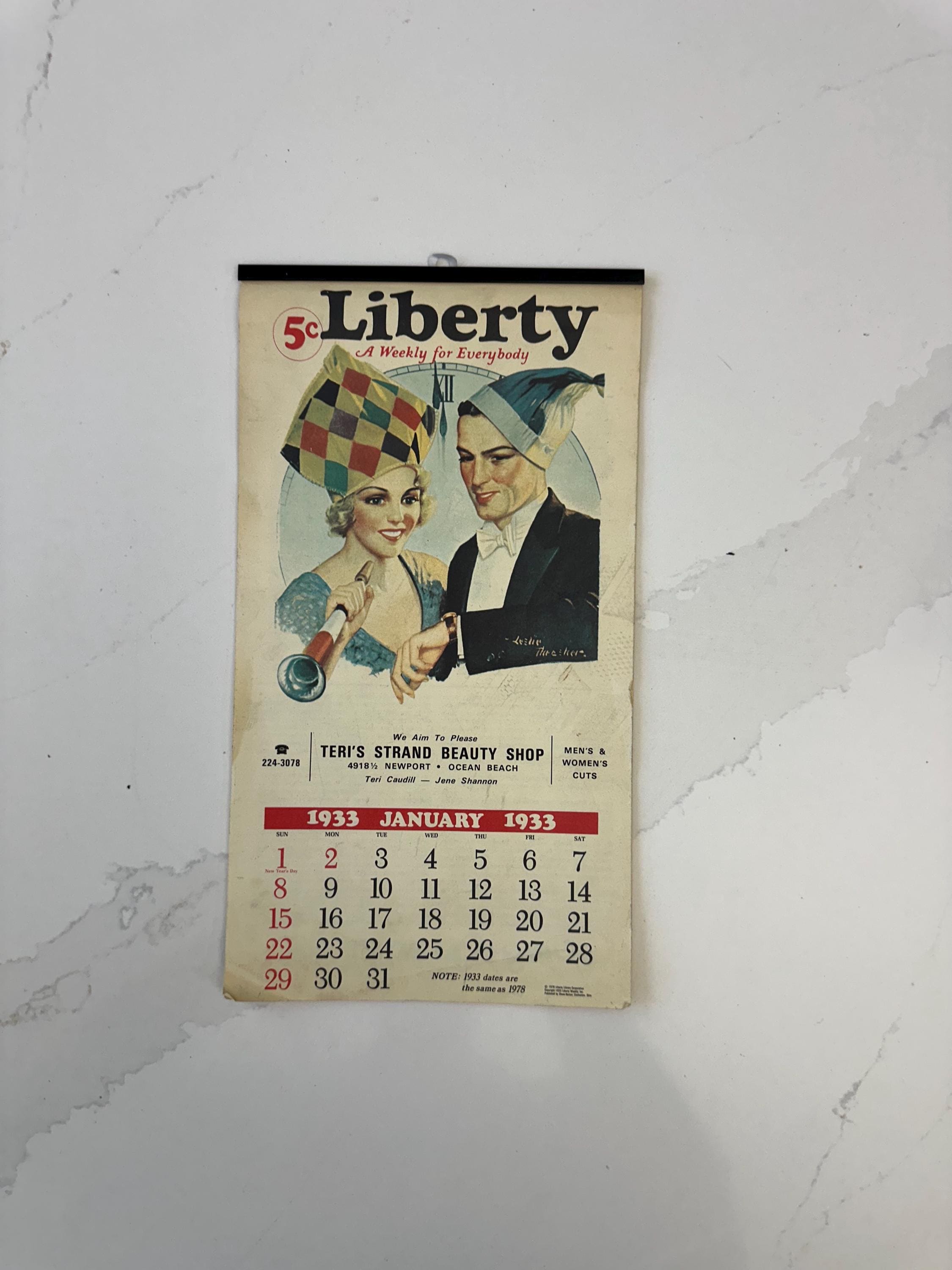 1933 Calendar - Etsy