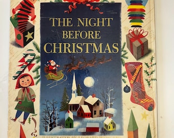 Vintage Hardcover Book of The Night Before Christmas Illustrated by Leonard Weisgard, 1949 Grosset & Dunlap