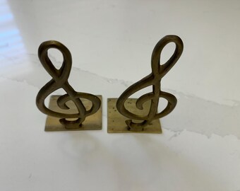 Brass Bookends - Set of Treble Clef Music Bookends - Music Book Ends