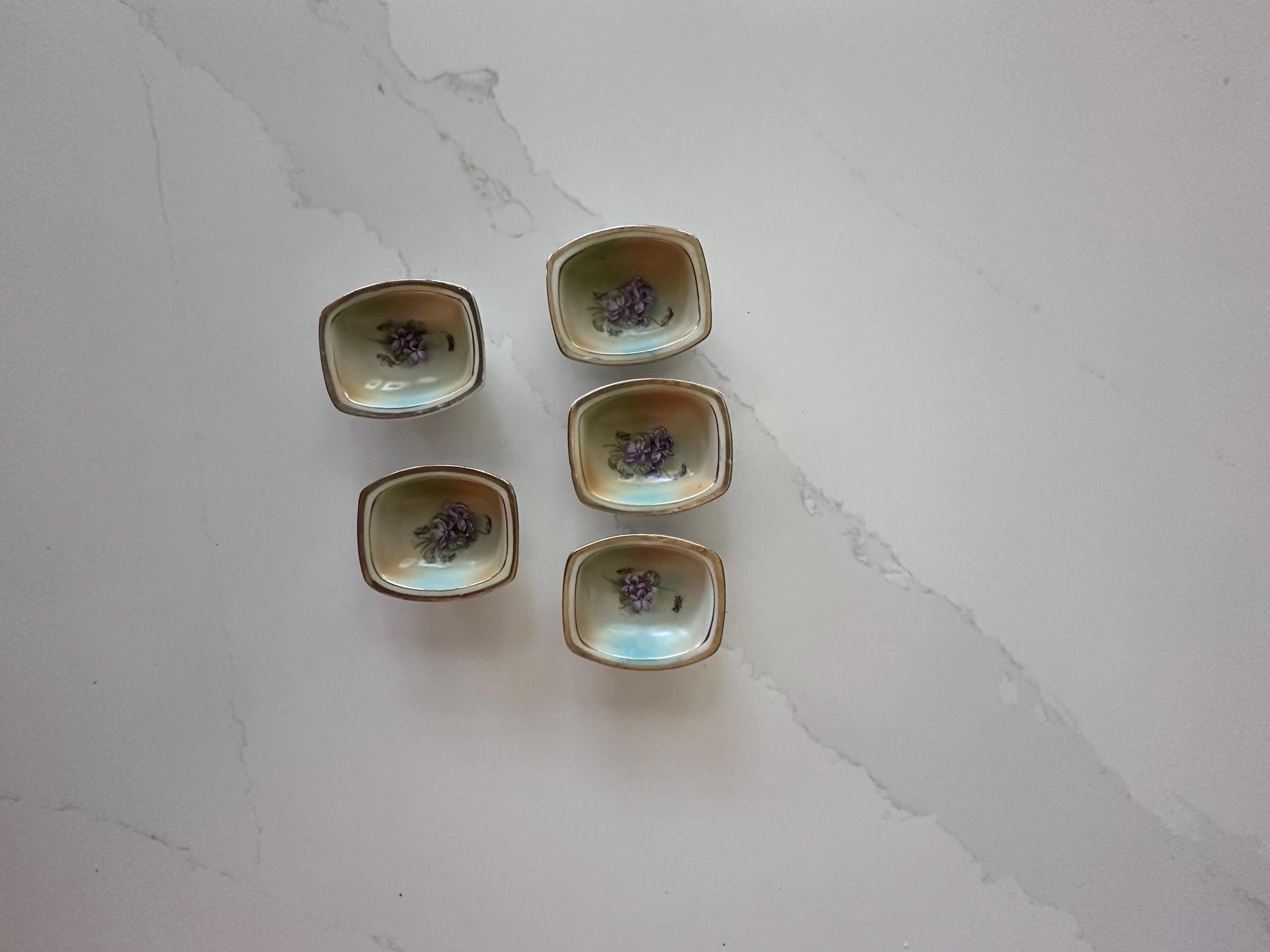 送料無料 ギフト of Set Vintage - Vintage Bowls Salt Five Fingertip Ceramic 記念グッズ