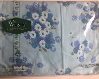 Vintage and Collectible New Old Stock Wamsutta Lustercale Percale Flat Bed Sheet  72x108, New York