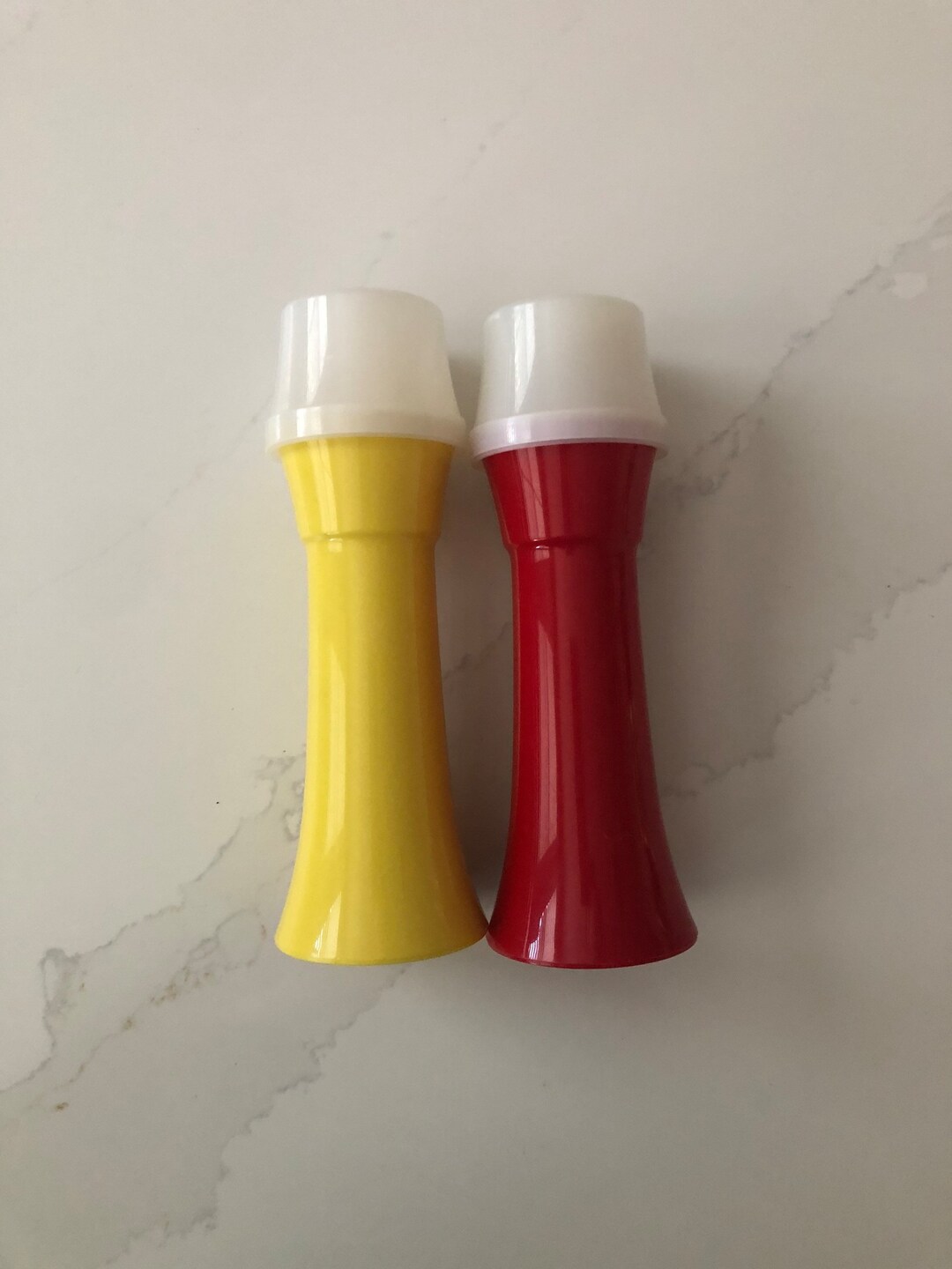 Vintage and Collectible Set of Tupperware Mustard and Ketchup Pump Holders With Lids Etsy