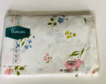 Vintage and Collectible Wamsutta Lustercale New Old Stock Flat Sheet for 72 x 108 in 100% Cotton