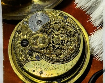 Antique 18th Century George III Verge Fusee London Pocket Watch 47mm With Case