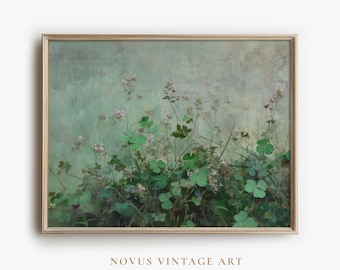 Impresión artística de trébol, Día de San Patricio, Pintura floral verde, Arte imprimible irlandés / A175PF
