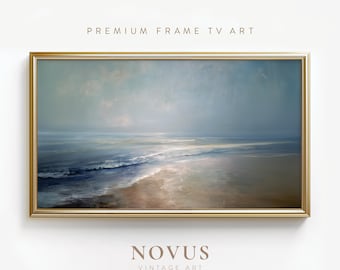 Coastal Samsung FRAME TV Art, Calm Beach Painting, Ocean Screensaver, Instant Download | A112TB