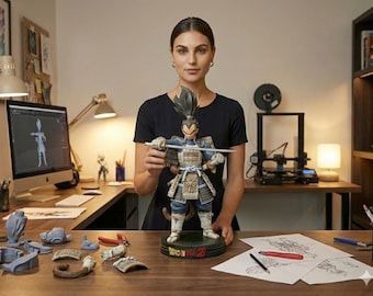 Samurai King Vegeta Shogun STL File | 3D Printable Model | Martial Arts | Dragon Ball Inspired | Modular Anime Figure | Digital Download