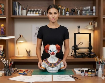 Archivo STL de busto de Belmod Clown Destroyer God DBZ / Figura de anime modular / Artes marciales / Inspirado en Dragon Ball / Modelo imprimible en 3D / Descarga instantánea