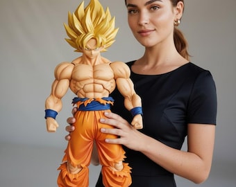 Archivo STL de Goku Super Saiyan / Modelo imprimible en 3D / Artes marciales / Inspirado en Dragon Ball / Villano alienígena de anime / Descarga digital