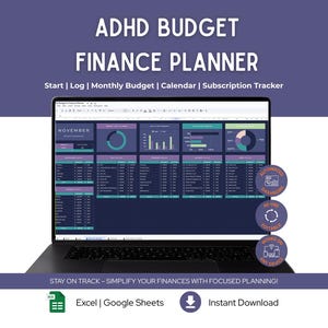 Eenvoudige budgetspreadsheet ADHD | Jaarlijkse budgettering | Persoonlijke financiën | Factuurtracker Excel | Digitale financieel planner | Inkomen Salaris