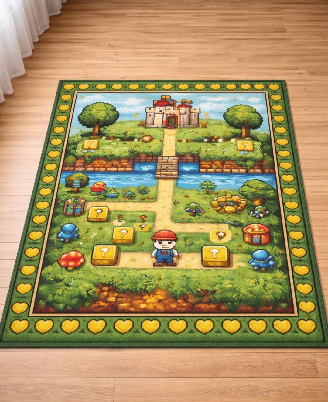 8 Bit Rug Retro Pixel Game Area Rug, 8 Bit Video Game Rug, Gamer Room Decor, Kids ...