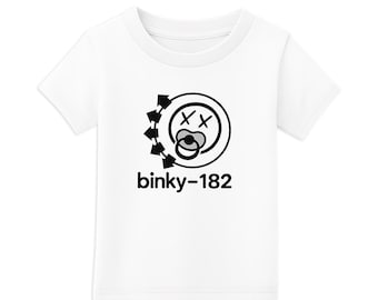 Binky-182 Baby T-Shirt, 100% Cotton, Sizes 3-24m, Unisex-Babies, Rock Band Baby T-Shirt for Blink-182 Fans