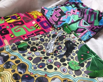 Adult stim pocket square. Mini security blanket. Ultra soft minky with original surrealist artwork