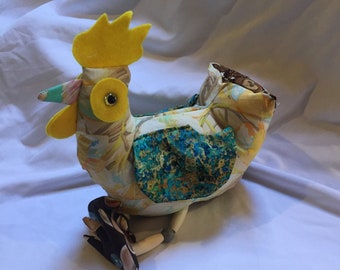 Funky pollo plushie estante niñera muñeca muñeca muñeca, colorido pollo relleno Spooky Hen