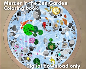 Murder in the Zen Garden, adult coloring book pages download.
