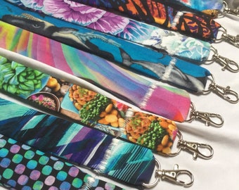 Vaporwave and sealife lanyards for keys and ID badges various abstract patterns- you choose