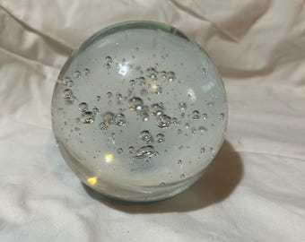 Very large vintage art glass ball paperweight with bubbles