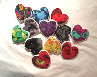 Mad science extra hearts, gamer gift fidget beanbag gemstones, precious cystal and metal designs. Fun Valentines present