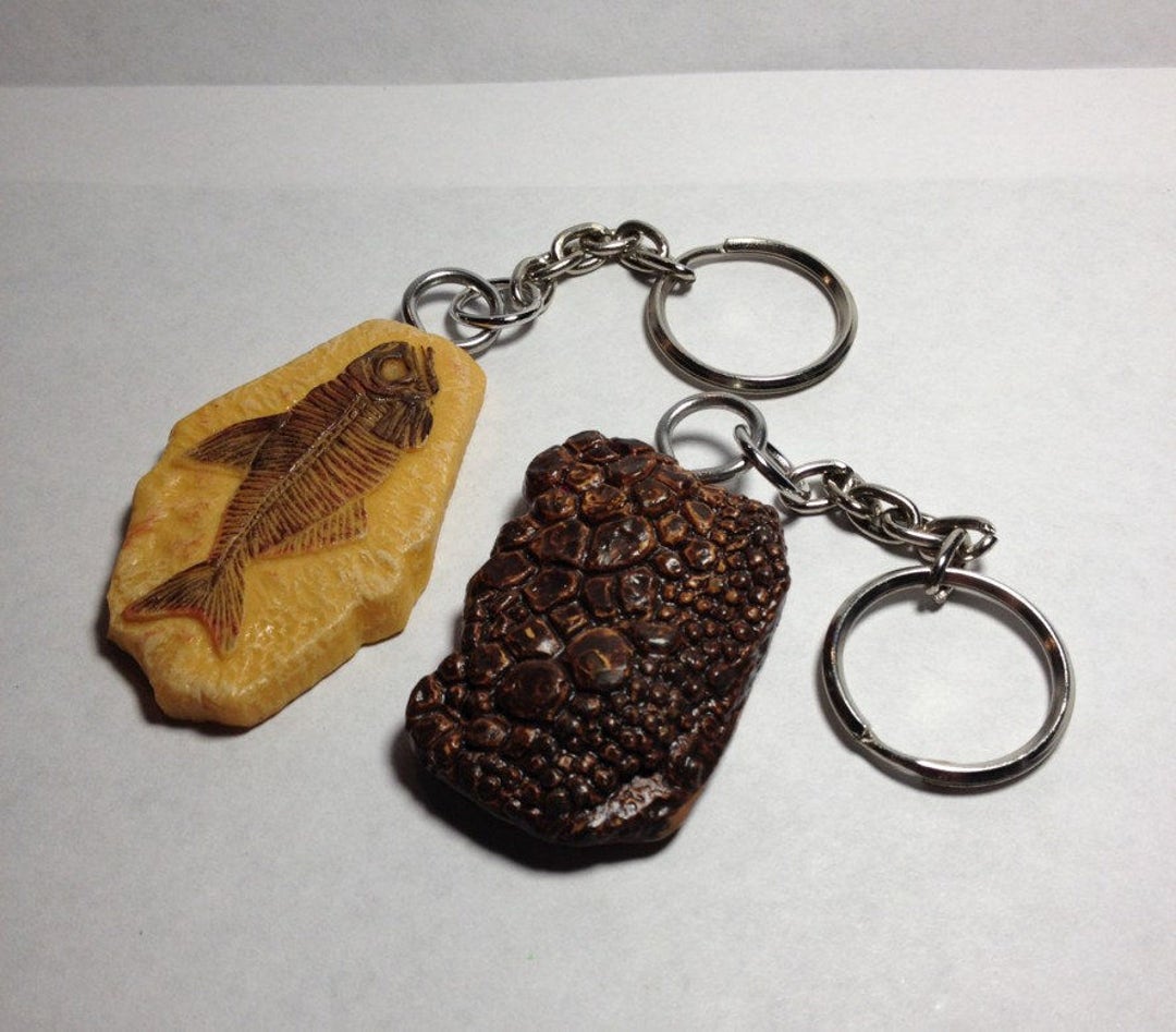 Dinosaur Skin and Fossil Keychains. Prehistoric Upcycled Toys Etsy