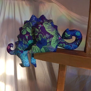 Floral blue dragon, a plush silhouette shelf sitter.