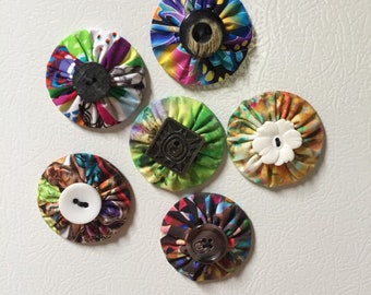 Vaporwave glitch, butterfly wings, cactus, magnetic pattern weights with vintage buttons, fabric fridge magnets, quilter gift