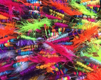 Mostly vintage fiber scraps grab bag, embellishments, scrapbooking, junk journal, weaving, doll-making