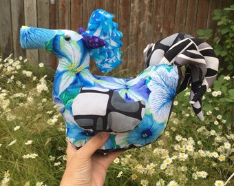 Hippalektryon / Hippalectron Horse chicken hybrid plush OOP Phillip Jacobs floral fabric