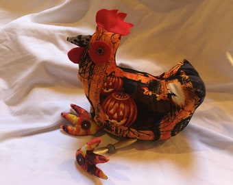 Funky pollo plushie estante niñera muñeca muñeca muñeca, colorido pollo relleno Spooky Hen