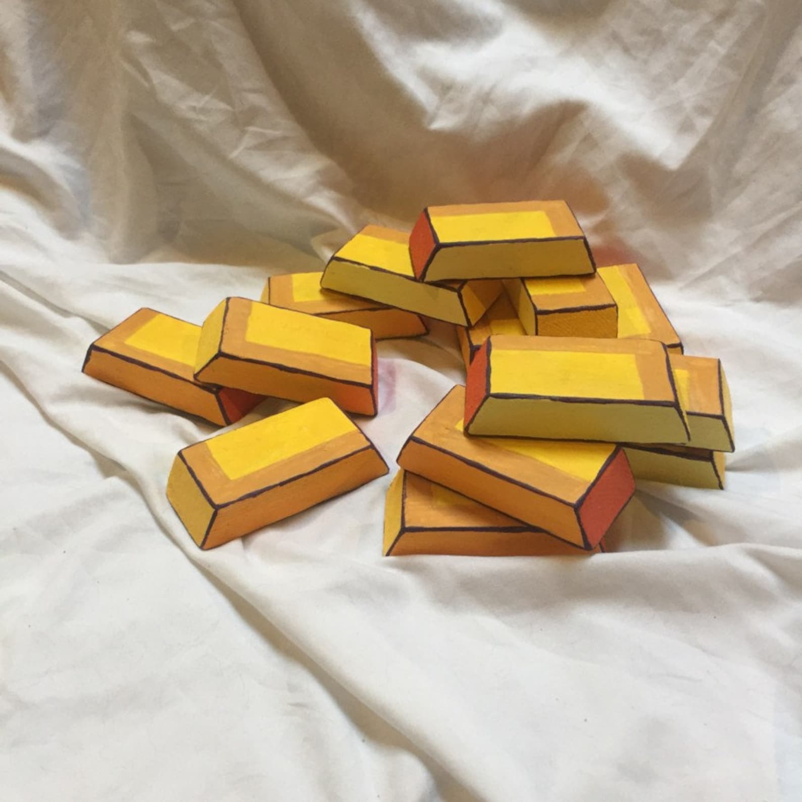 Gold ingots for LARP prop or play Wooden pretend golden metal Etsy