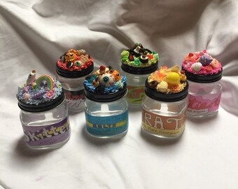 Ditty Jar decoden container kawaii desk supplies change jar pin jar, cute stash container with spooky labels