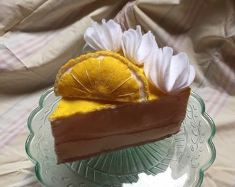 Lemon cake felt slice, fake food pincushion, cute decor, food plush, no wool