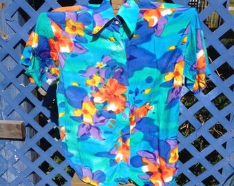 Floral design loud beach shirt colorful