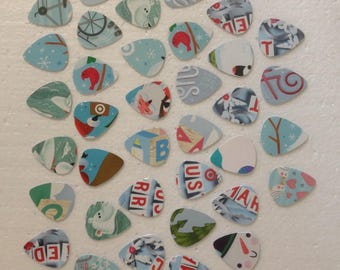 Ice Blue 36 Recycled Guitar Picks upcycled repurposed Gift Cards Electric Guitar Pick