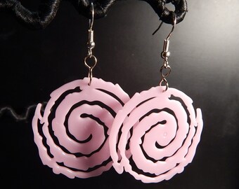 Galaxy upcycled toy earrings recycled kitsch kawaii funny hipster glow in the dark hot pink plastic white glow