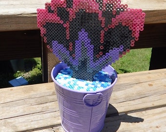 OOAK Black Lotus pixel art retro flowers original design flowerpot colorful fake flower handmade