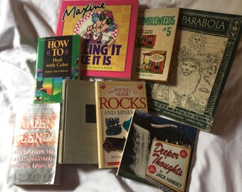 Choose ONE - Unusual and vintage books Jack Handey, Color Healing, Aliens, Tumbleweeds, Maxine, Rock Guide, Alchemy, Irish fairy tales