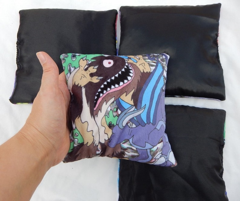 Lovecraft themed wrist rests artifact altar pillows beans and lavender monster designs Original artwork minky satin Cthulhu image 3