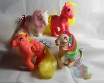 Vintage G1 MLP refurbished and deflocked ponies small flaws