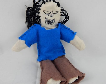 Zombie doll minature undead worry doll monster horror primitive felt handmade art doll