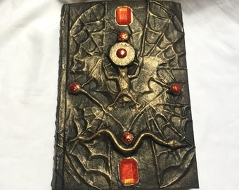 Vampyr Halloween prop occult spellbook, faux Necronomicon built of "H is for Homicide" by Sue Grafton